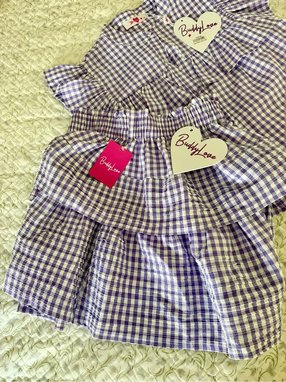 Buddy Love Lavender Gingham Ruffle Skirt Set - Picture 3 of 4